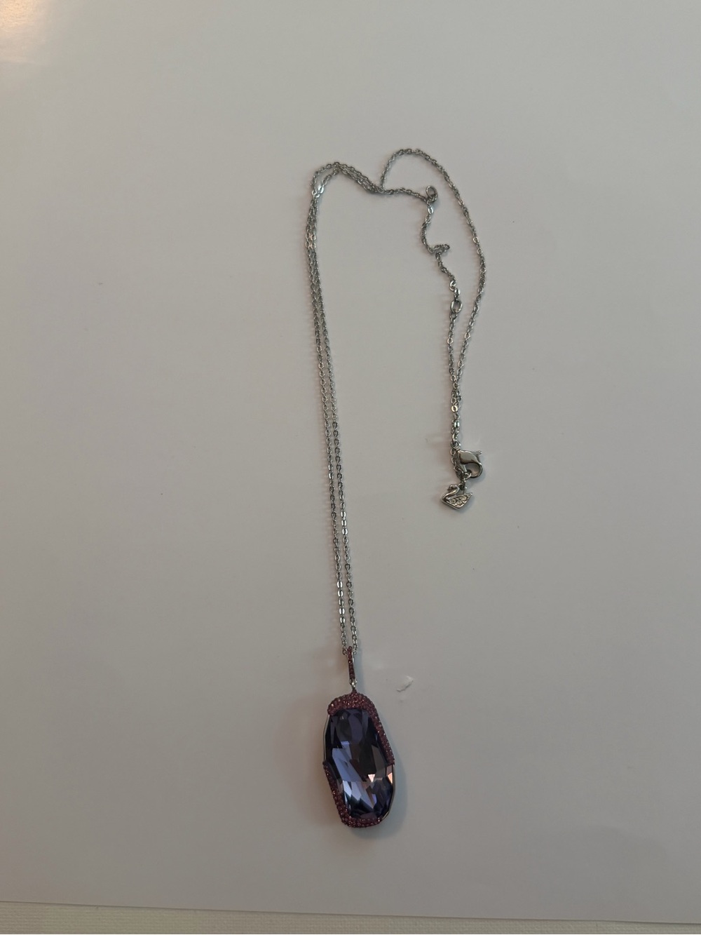 Swarovski Silver Necklace with Violet Crystal Pendant